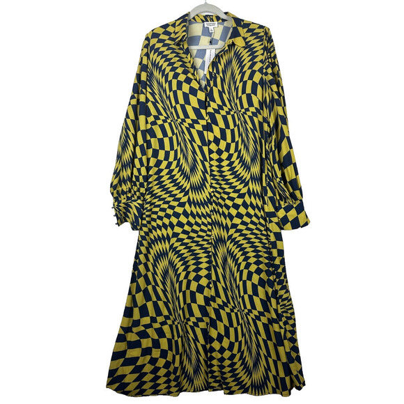 The Drop SIze M Karenbritchick Blue Green Button Down Maxi Dress - Picture 5 of 10